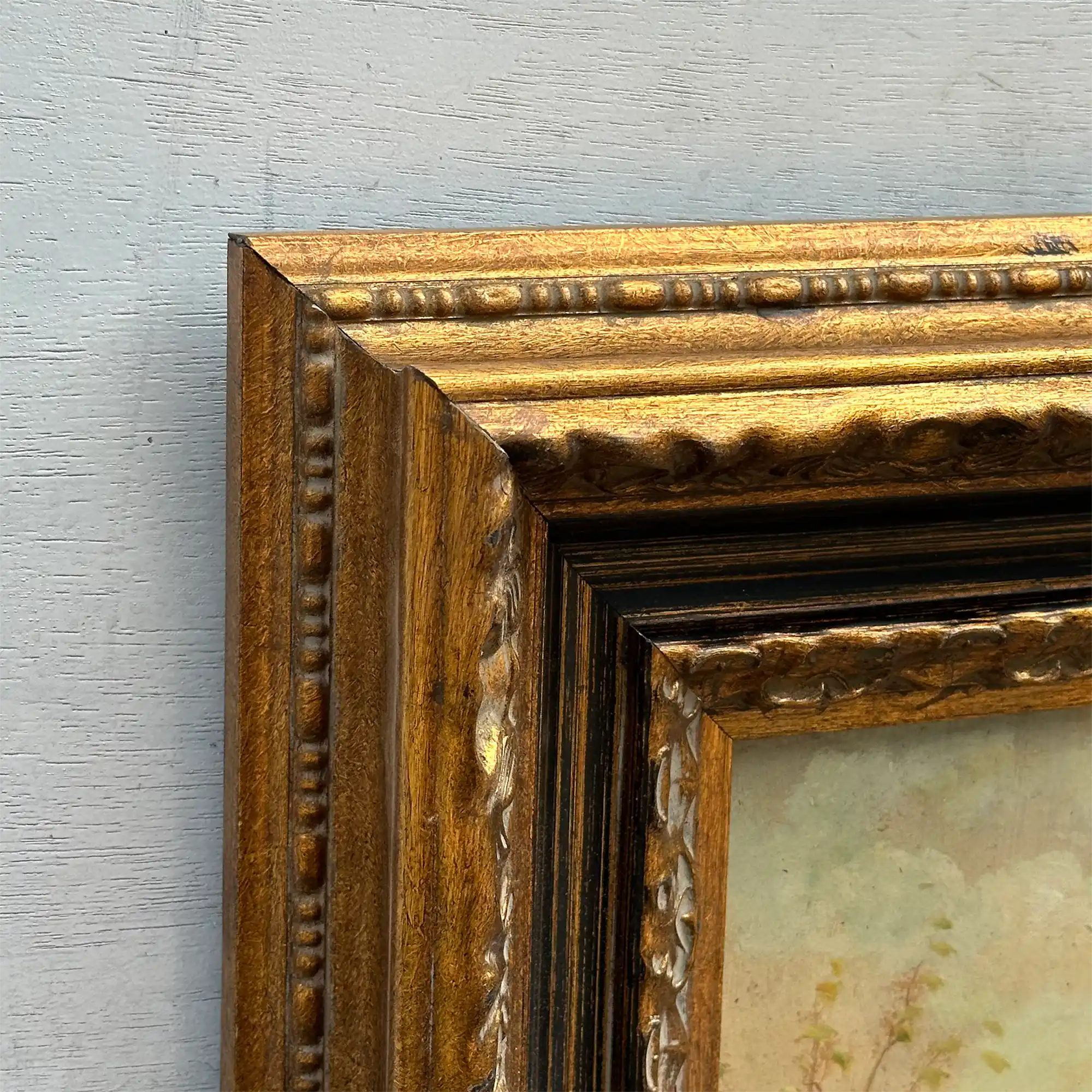 Original Vintage Sheep Farm Oil Painting, Rural Landscape Wall Art in Ornate Frame - Vintage Oil Painting - Arden Gallery