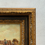 Original Vintage Sheep Farm Oil Painting, Rural Landscape Wall Art in Ornate Frame - Vintage Oil Painting - Arden Gallery