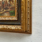 Original Vintage Sheep Farm Oil Painting, Rural Landscape Wall Art in Ornate Frame - Vintage Oil Painting - Arden Gallery