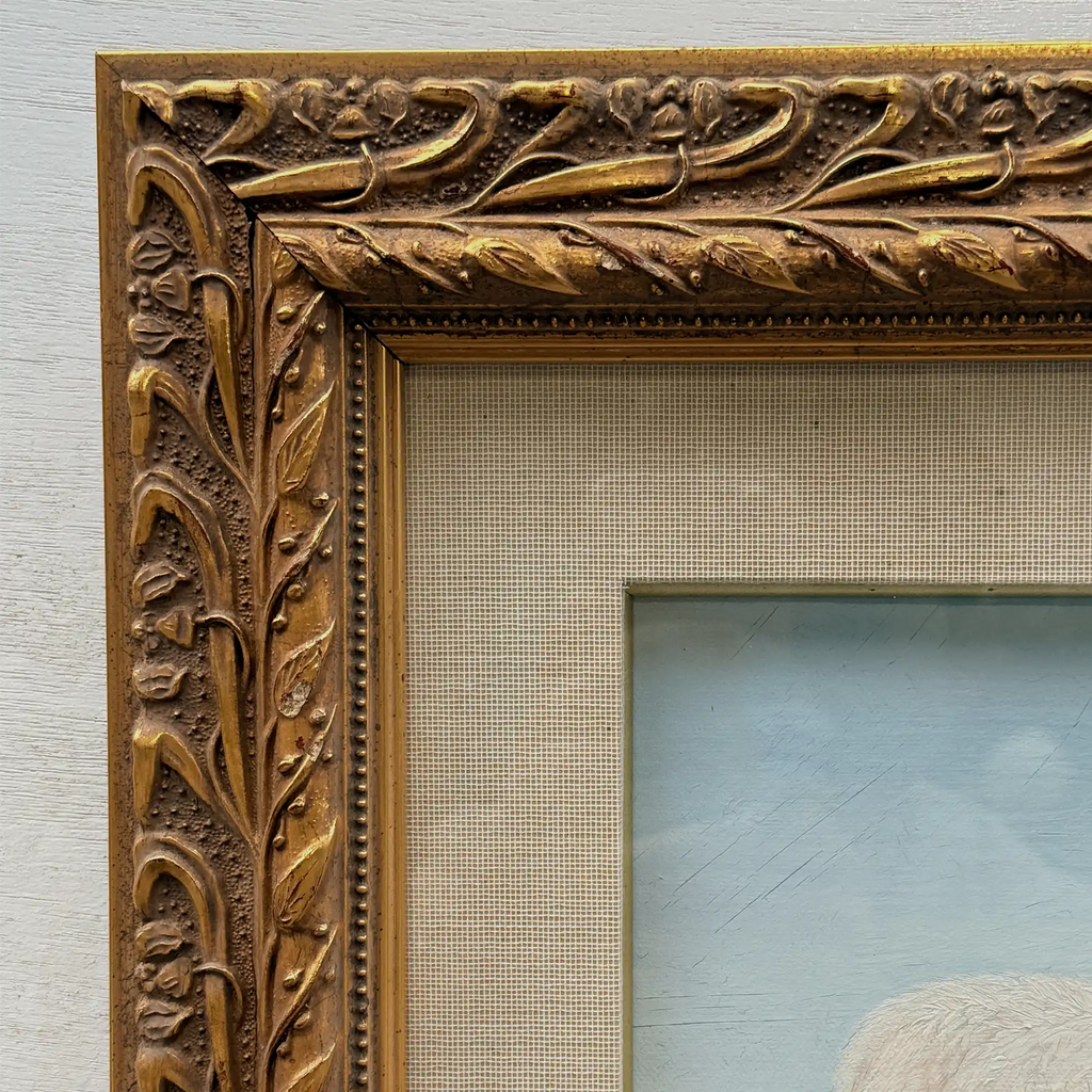 Pastoral Shepherd Scene with Sheep on Meadow, Original Hand-Painted Oil Painting Signed by Artist R. Maas, Ornate Carved Gilded Frame - Vintage Oil Painting - Arden Gallery