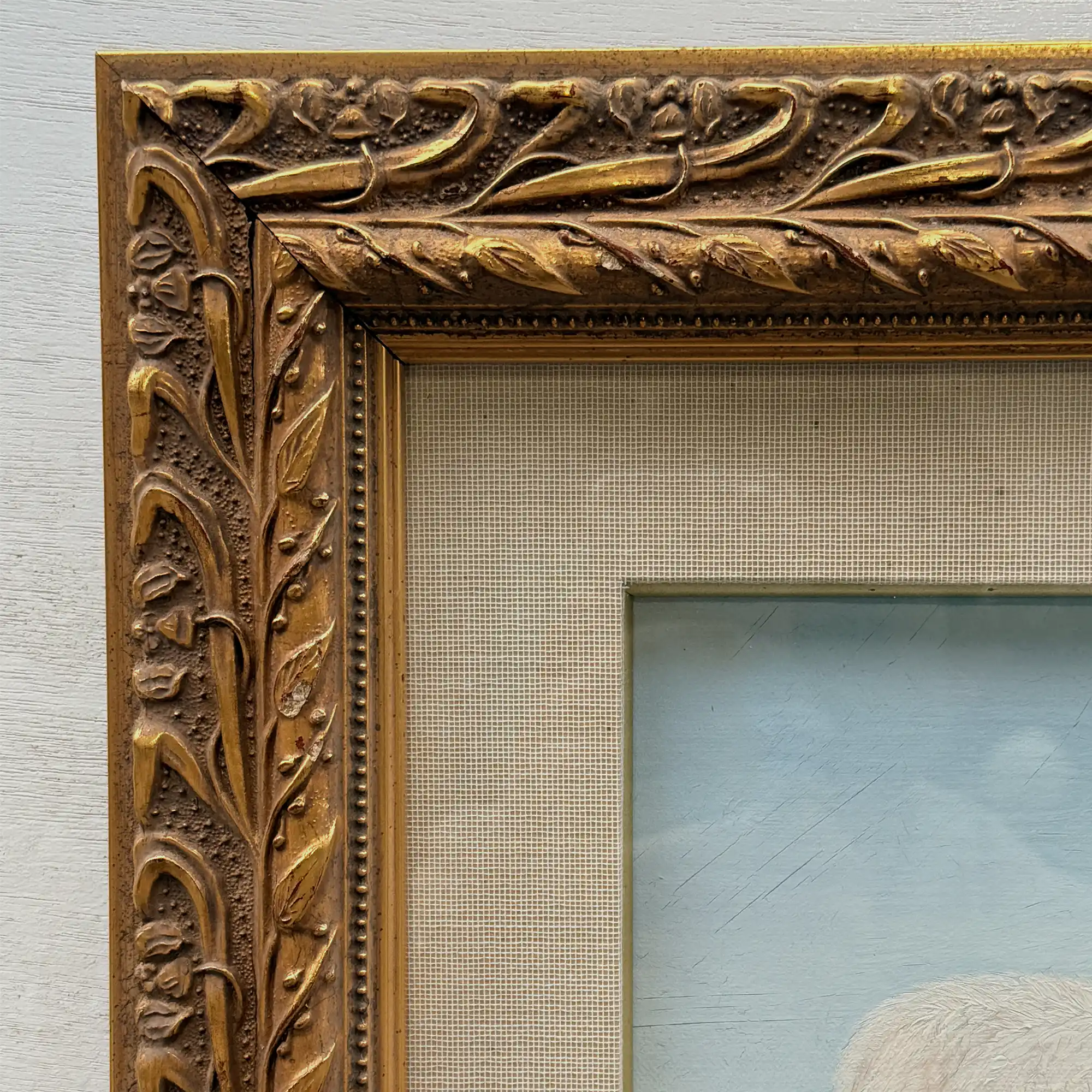 Pastoral Shepherd Scene with Sheep on Meadow, Original Hand-Painted Oil Painting Signed by Artist R. Maas, Ornate Carved Gilded Frame - Vintage Oil Painting - Arden Gallery
