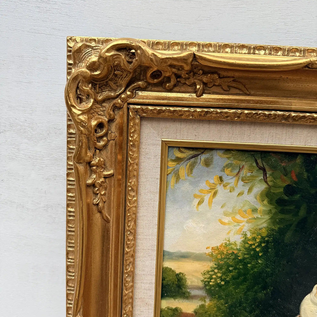 Portrait of Madame Ackerman | Vintage Oil Reproduction after Winterhalter | Ornate Frame | 19.3×22.8in - Vintage Oil Painting - Arden Gallery