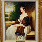 Portrait of Madame Ackerman | Vintage Oil Reproduction after Winterhalter | Ornate Frame | 19.3×22.8in - Vintage Oil Painting - Arden Gallery
