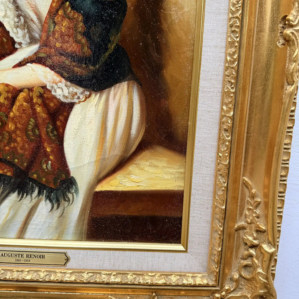 Portrait of Madame Ackerman | Vintage Oil Reproduction after Winterhalter | Ornate Frame | 19.3×22.8in - Vintage Oil Painting - Arden Gallery
