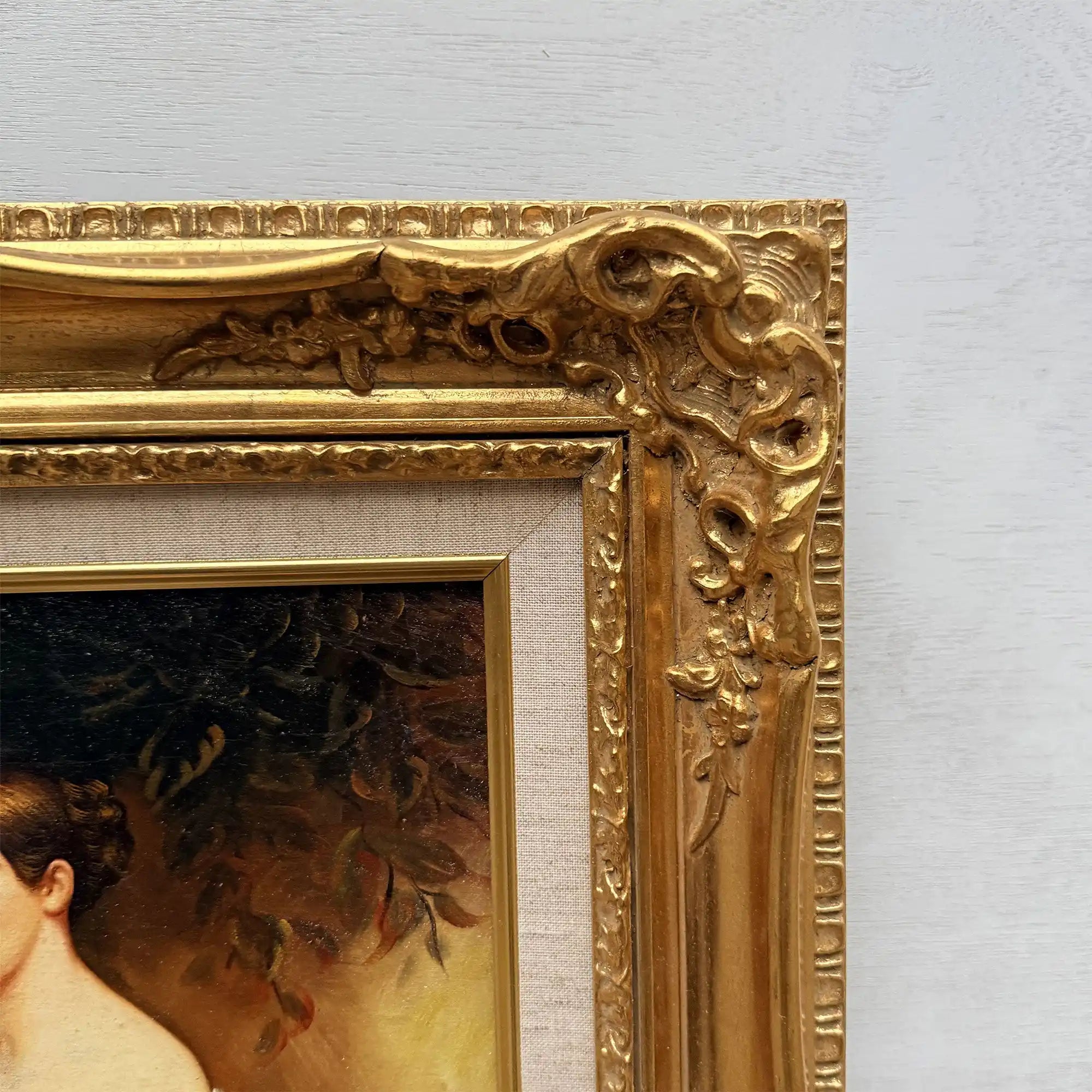 Portrait of Madame Ackerman | Vintage Oil Reproduction after Winterhalter | Ornate Frame | 19.3×22.8in - Vintage Oil Painting - Arden Gallery