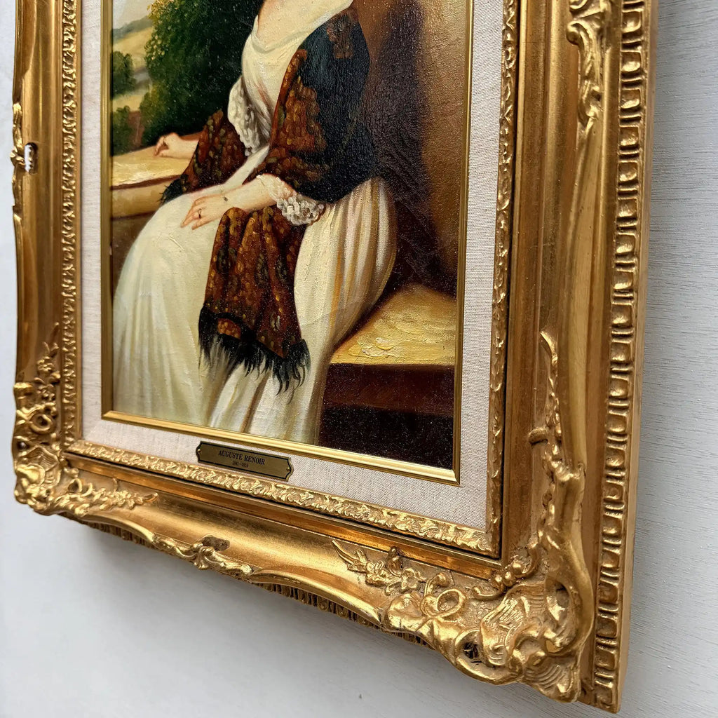 Portrait of Madame Ackerman | Vintage Oil Reproduction after Winterhalter | Ornate Frame | 19.3×22.8in - Vintage Oil Painting - Arden Gallery