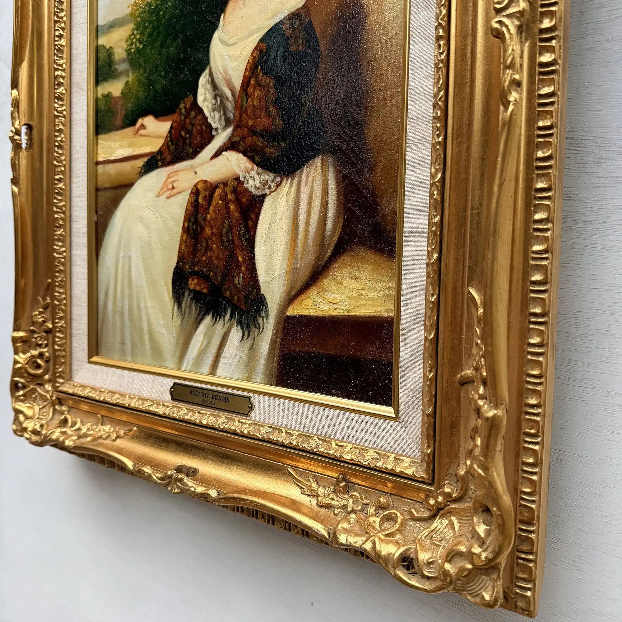 Portrait of Madame Ackerman | Vintage Oil Reproduction after Winterhalter | Ornate Frame | 19.3×22.8in - Vintage Oil Painting - Arden Gallery