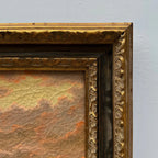 Sailboat at Sunset | Vintage Seascape Oil Painting | Craquelure | Ornate Gold Frame | Circa 1950s | 22.8×18.5in - Vintage Oil Painting - Arden Gallery