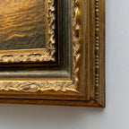 Sailboat at Sunset | Vintage Seascape Oil Painting | Craquelure | Ornate Gold Frame | Circa 1950s | 22.8×18.5in - Vintage Oil Painting - Arden Gallery