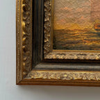 Sailboat at Sunset | Vintage Seascape Oil Painting | Craquelure | Ornate Gold Frame | Circa 1950s | 22.8×18.5in - Vintage Oil Painting - Arden Gallery