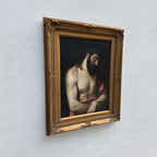 The Crown of Thorns | Vintage Religious Oil Painting | Ornate Gold Frame | 17.3×21.3in - Vintage Oil Painting - Arden Gallery