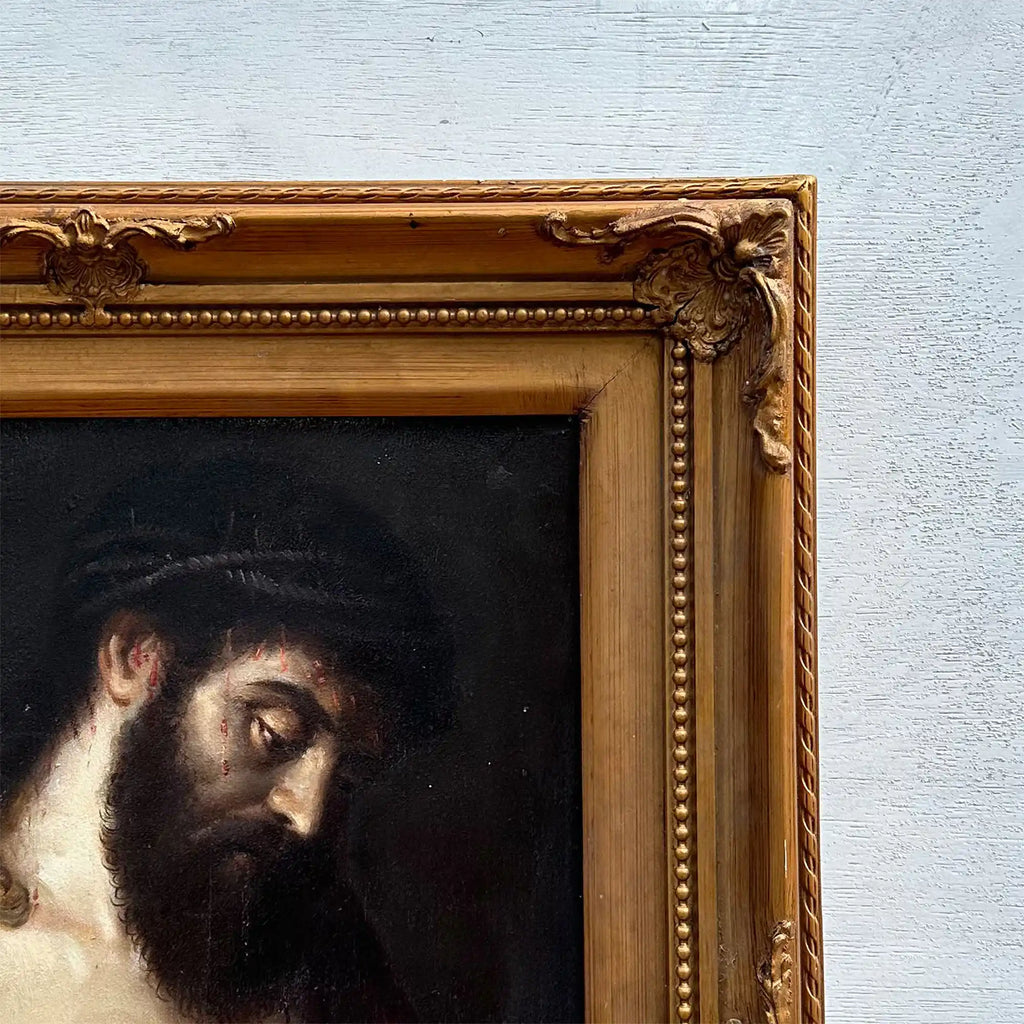 The Crown of Thorns | Vintage Religious Oil Painting | Ornate Gold Frame | 17.3×21.3in - Vintage Oil Painting - Arden Gallery