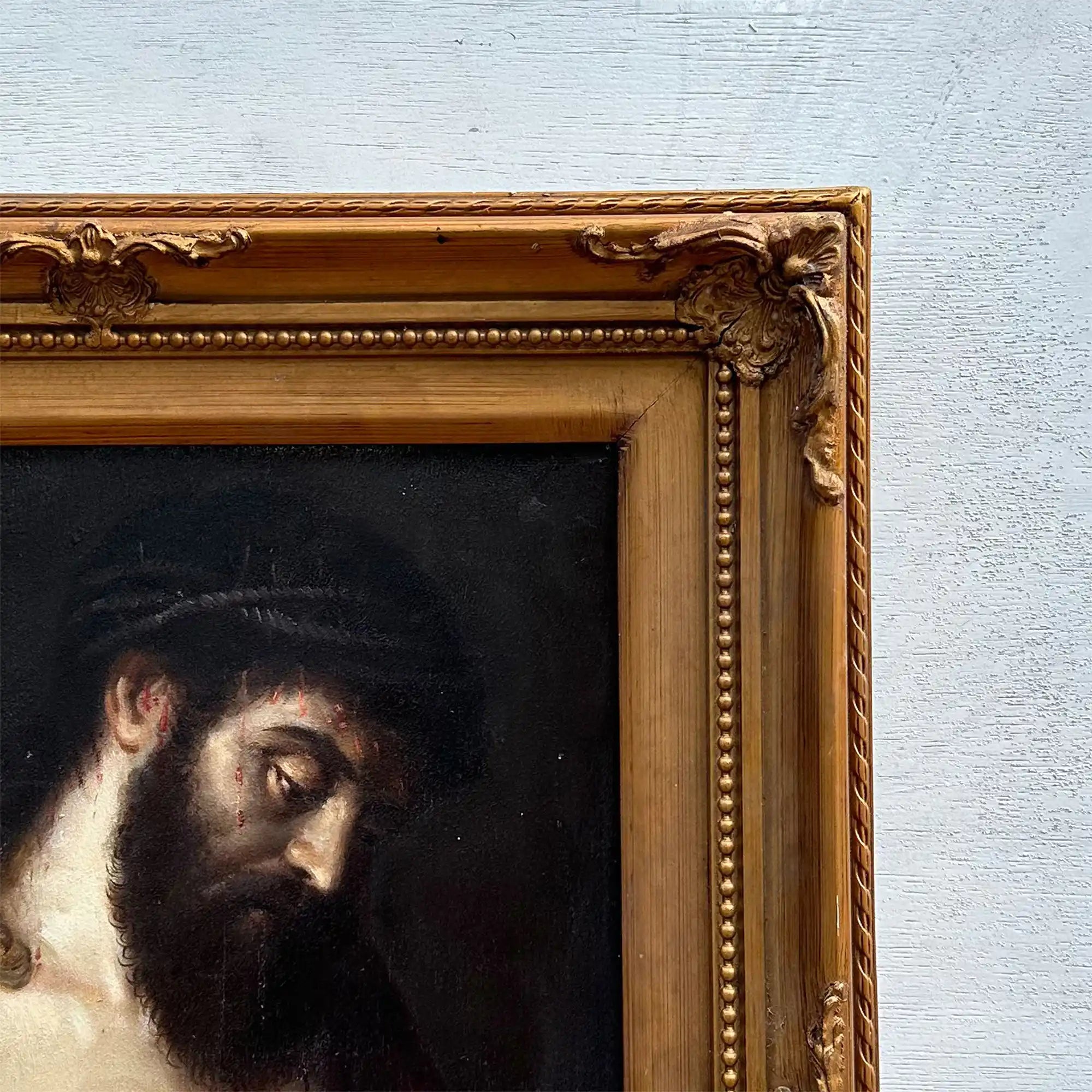 The Crown of Thorns | Vintage Religious Oil Painting | Ornate Gold Frame | 17.3×21.3in - Vintage Oil Painting - Arden Gallery