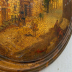 The Old Town Lane | Vintage European Street Scene Oil Painting | Oval, Craquelure | 10.6×12.6in - Vintage Oil Painting - Arden Gallery