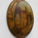 The Old Town Lane | Vintage European Street Scene Oil Painting | Oval, Craquelure | 10.6×12.6in - Vintage Oil Painting - Arden Gallery