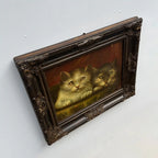 Two Cats Resting Together Oil Painting | Vintage Cat Portrait | Ornate Dark Frame |  21.7×17.7in - Vintage Oil Painting - Arden Gallery