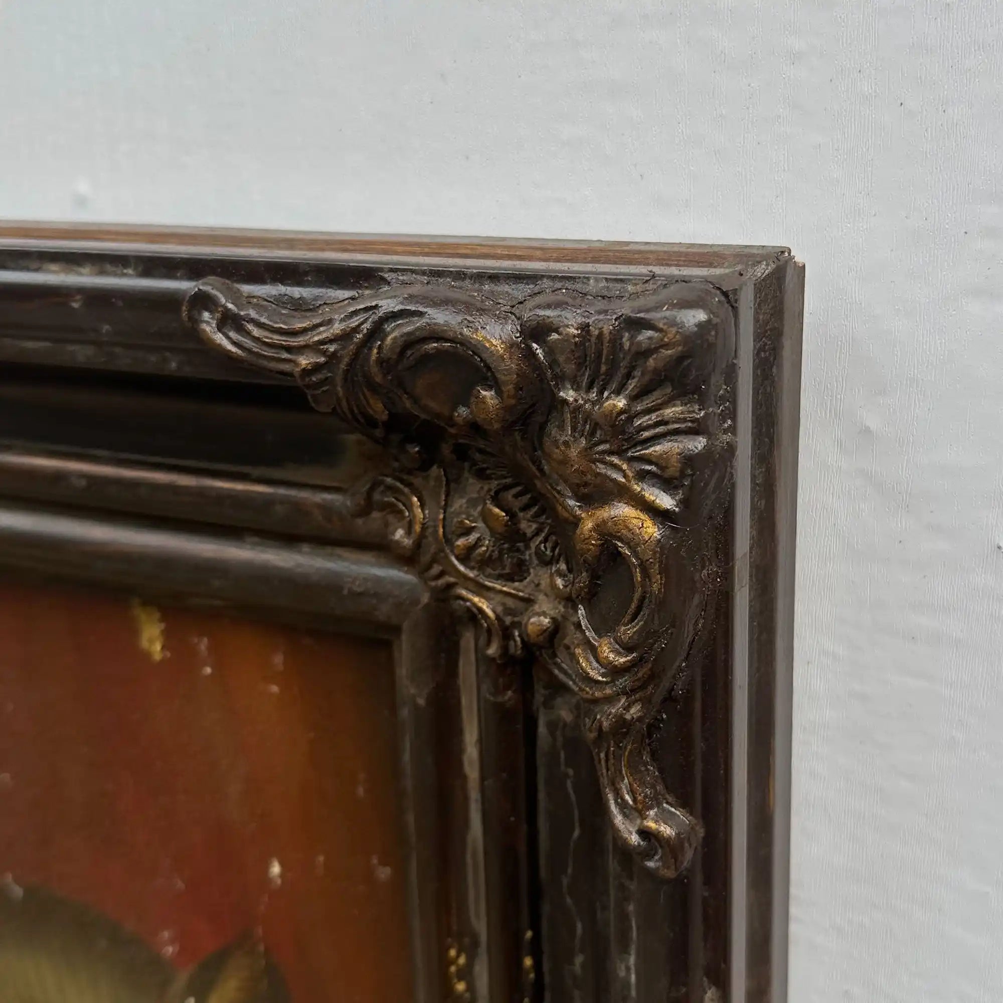Two Cats Resting Together Oil Painting | Vintage Cat Portrait | Ornate Dark Frame |  21.7×17.7in - Vintage Oil Painting - Arden Gallery