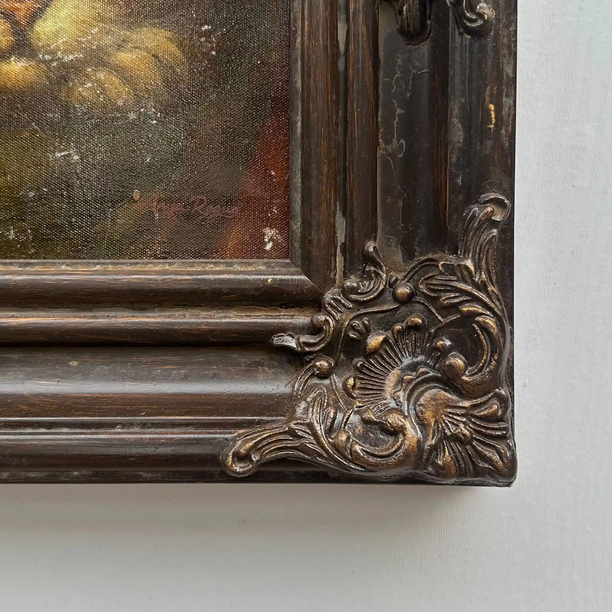 Two Cats Resting Together Oil Painting | Vintage Cat Portrait | Ornate Dark Frame |  21.7×17.7in - Vintage Oil Painting - Arden Gallery