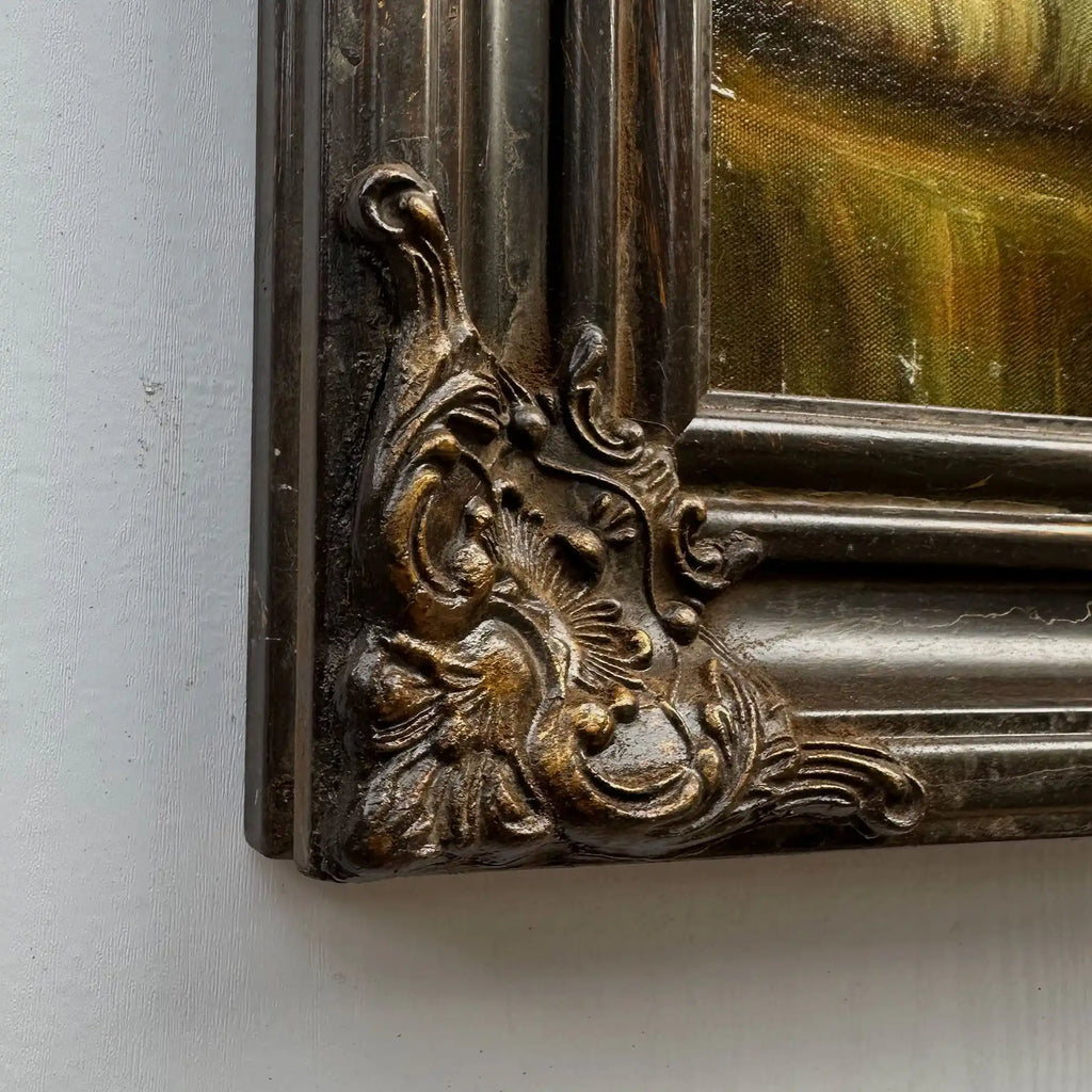 Two Cats Resting Together Oil Painting | Vintage Cat Portrait | Ornate Dark Frame |  21.7×17.7in - Vintage Oil Painting - Arden Gallery