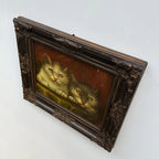 Two Cats Resting Together Oil Painting | Vintage Cat Portrait | Ornate Dark Frame |  21.7×17.7in - Vintage Oil Painting - Arden Gallery