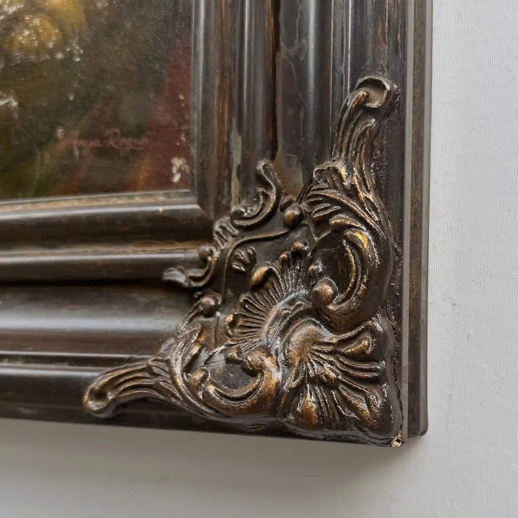 Two Cats Resting Together Oil Painting | Vintage Cat Portrait | Ornate Dark Frame |  21.7×17.7in - Vintage Oil Painting - Arden Gallery