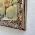 Two Cherubs Embracing | Vintage Figurative Oil Painting | Rococo Silver-Gold Frame | 17.7×21.7in - Vintage Oil Painting - Arden Gallery