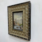 Venice Canal Landscape Oil Painting | Artwork on a Hand-Painted Tablet | with Carved Wooden Frame - Vintage Oil Painting - Arden Gallery
