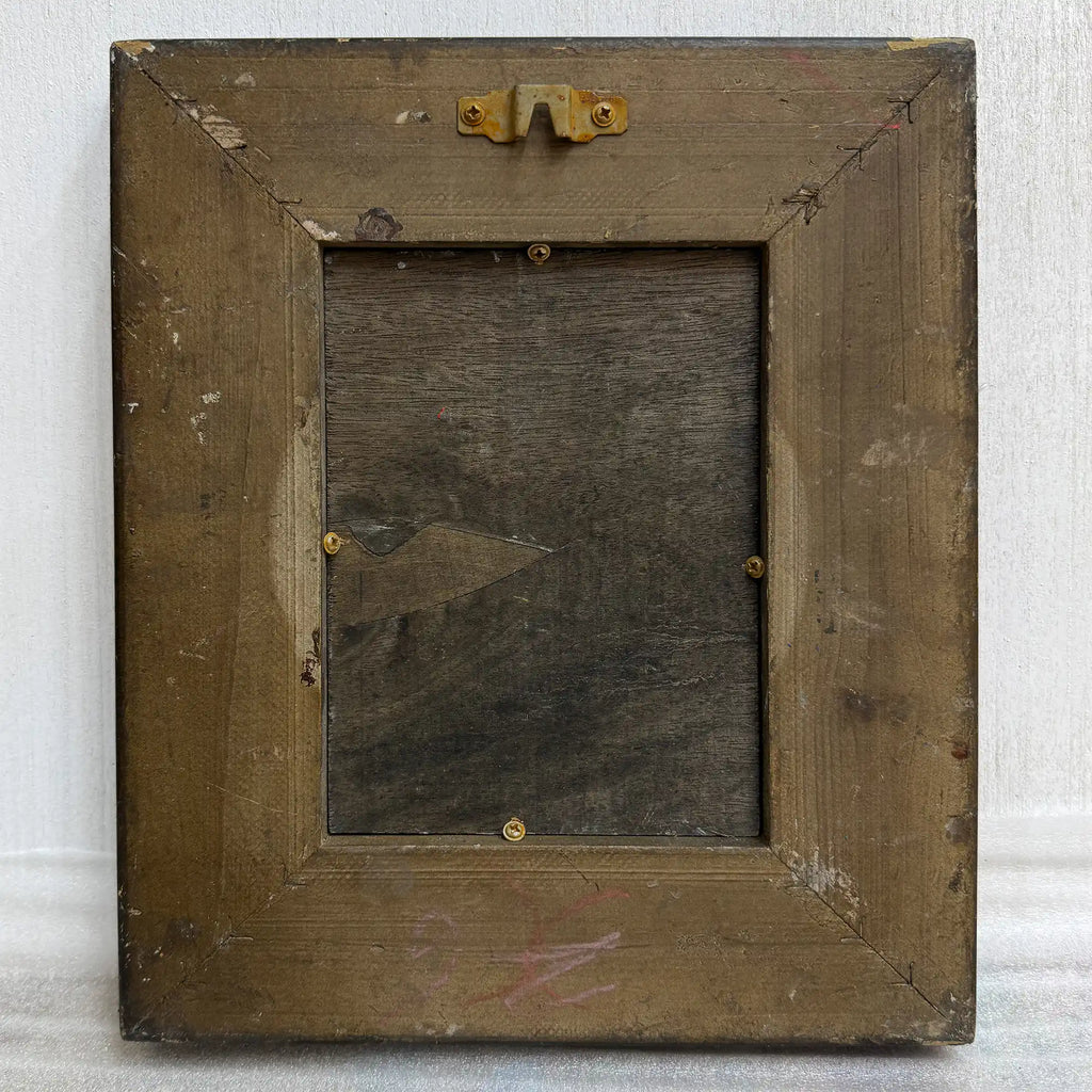 Venice Canal Landscape Oil Painting | Artwork on a Hand-Painted Tablet | with Carved Wooden Frame - Vintage Oil Painting - Arden Gallery