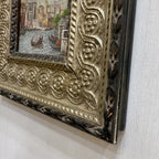 Venice Canal Landscape Oil Painting | Artwork on a Hand-Painted Tablet | with Carved Wooden Frame - Vintage Oil Painting - Arden Gallery