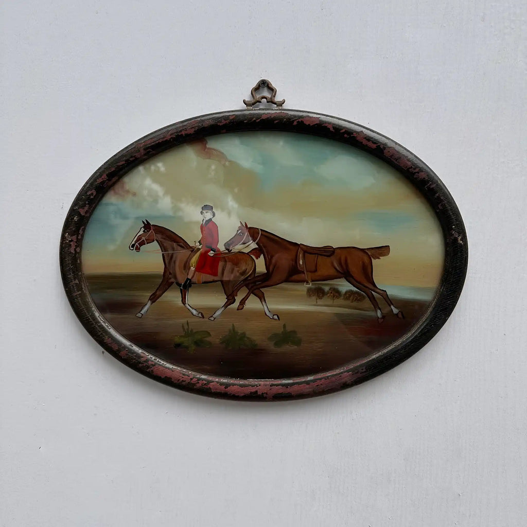 Vintage 1960s English Equestrian Oil Painting – Red-Coated Rider&nbsp  ( 15.7 × 11.4 in) - Vintage Oil Painting - Arden Gallery