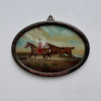Vintage 1960s English Equestrian Oil Painting – Red-Coated Rider&nbsp  ( 15.7 × 11.4 in) - Vintage Oil Painting - Arden Gallery