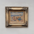 Vintage Beach Scene Painting, Woman and Children Seaside, Framed Coastal Wall Art Decor - Vintage Oil Painting - Arden Gallery