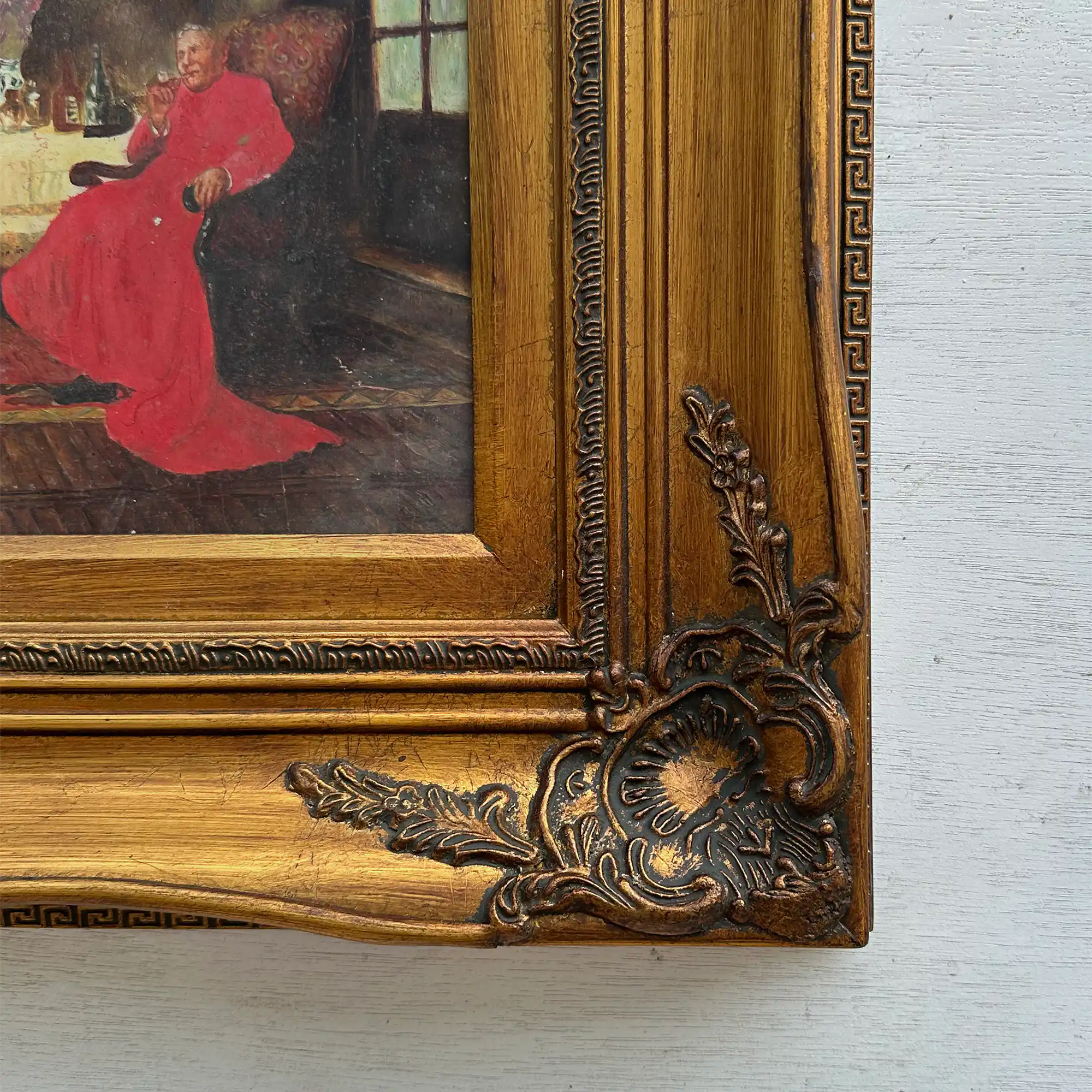 Vintage Catholic Cardinal Oil Painting, Framed European Religious Figure Art (16.1×18.1 in) - Vintage Oil Painting - Arden Gallery