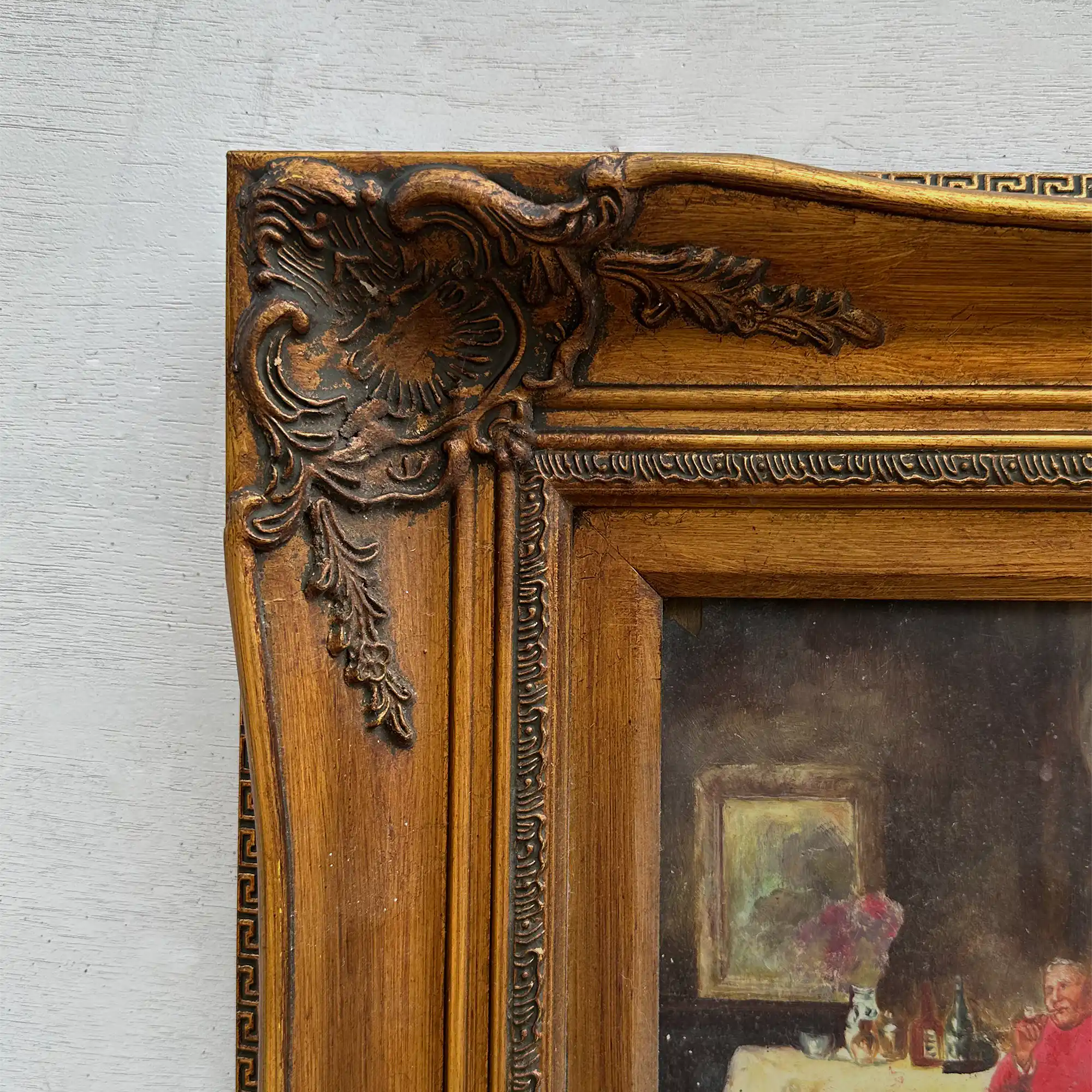 Vintage Catholic Cardinal Oil Painting, Framed European Religious Figure Art (16.1×18.1 in) - Vintage Oil Painting - Arden Gallery