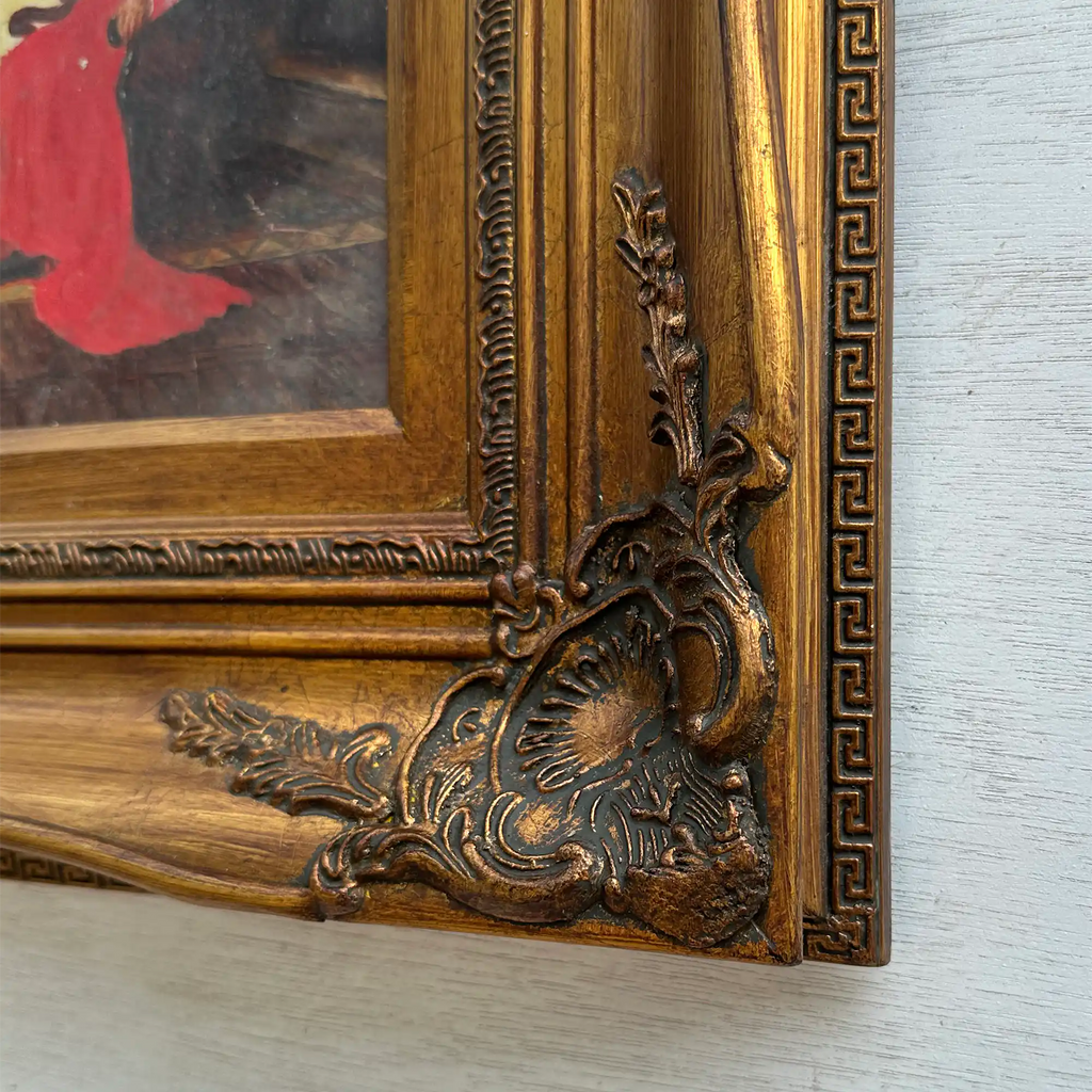 Vintage Catholic Cardinal Oil Painting, Framed European Religious Figure Art (16.1×18.1 in) - Vintage Oil Painting - Arden Gallery