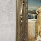 Vintage Classical Woman Portrait Oil Painting, Yellow Dress Seaside Figure Art, Ornate Gold Framed Collectible Artwork - Vintage Oil Painting - Arden Gallery
