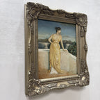 Vintage Classical Woman Portrait Oil Painting, Yellow Dress Seaside Figure Art, Ornate Gold Framed Collectible Artwork - Vintage Oil Painting - Arden Gallery