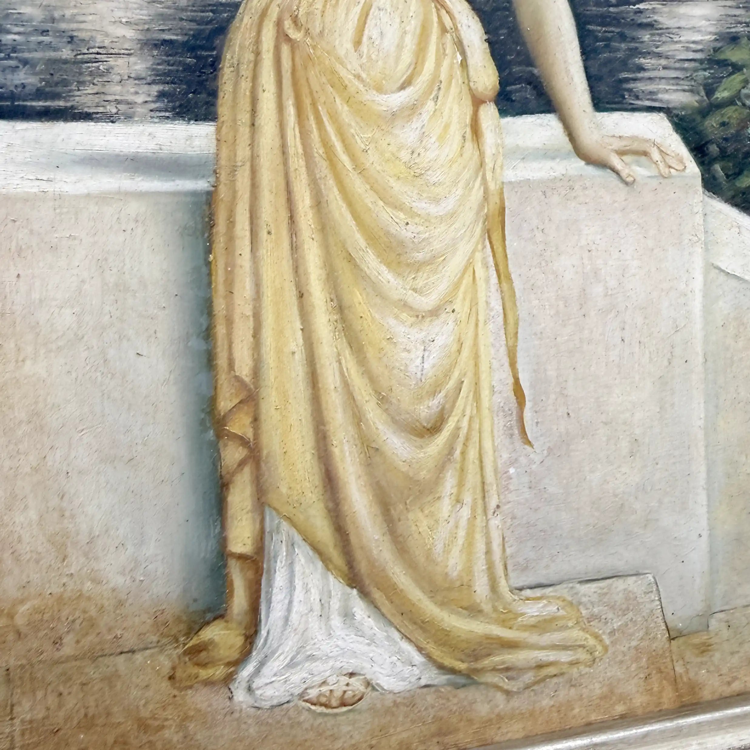 Vintage Classical Woman Portrait Oil Painting, Yellow Dress Seaside Figure Art, Ornate Gold Framed Collectible Artwork - Vintage Oil Painting - Arden Gallery