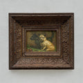 Vintage Dog Portrait Painting, European Puppy Wall Art, Pet Animal Artwork, Classic Antique Style Decor, One of a Kind 36x31cm - Vintage Oil Painting - Arden Gallery