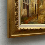 Vintage Dutch Old Town Oil Painting, European Architectural Street Scene in Ornate Gilded Frame - Vintage Oil Painting - Arden Gallery