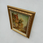 Vintage Dutch Old Town Oil Painting, European Architectural Street Scene in Ornate Gilded Frame - Vintage Oil Painting - Arden Gallery