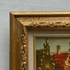 Vintage Dutch Old Town Oil Painting, European Architectural Street Scene in Ornate Gilded Frame - Vintage Oil Painting - Arden Gallery