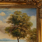 Vintage European Countryside Oil Painting, Rural Landscape with Tree and Country Road - Vintage Oil Painting - Arden Gallery