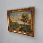 Vintage European Countryside Oil Painting, Rural Landscape with Tree and Country Road - Vintage Oil Painting - Arden Gallery