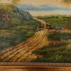 Vintage European Countryside Oil Painting, Rural Landscape with Tree and Country Road - Vintage Oil Painting - Arden Gallery