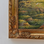 Vintage European Countryside Oil Painting, Rural Landscape with Tree and Country Road - Vintage Oil Painting - Arden Gallery