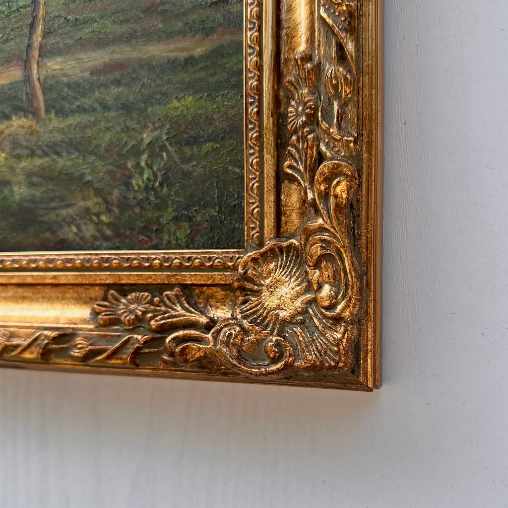Vintage European Countryside Oil Painting, Rural Landscape with Tree and Country Road - Vintage Oil Painting - Arden Gallery