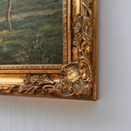 Vintage European Countryside Oil Painting, Rural Landscape with Tree and Country Road - Vintage Oil Painting - Arden Gallery