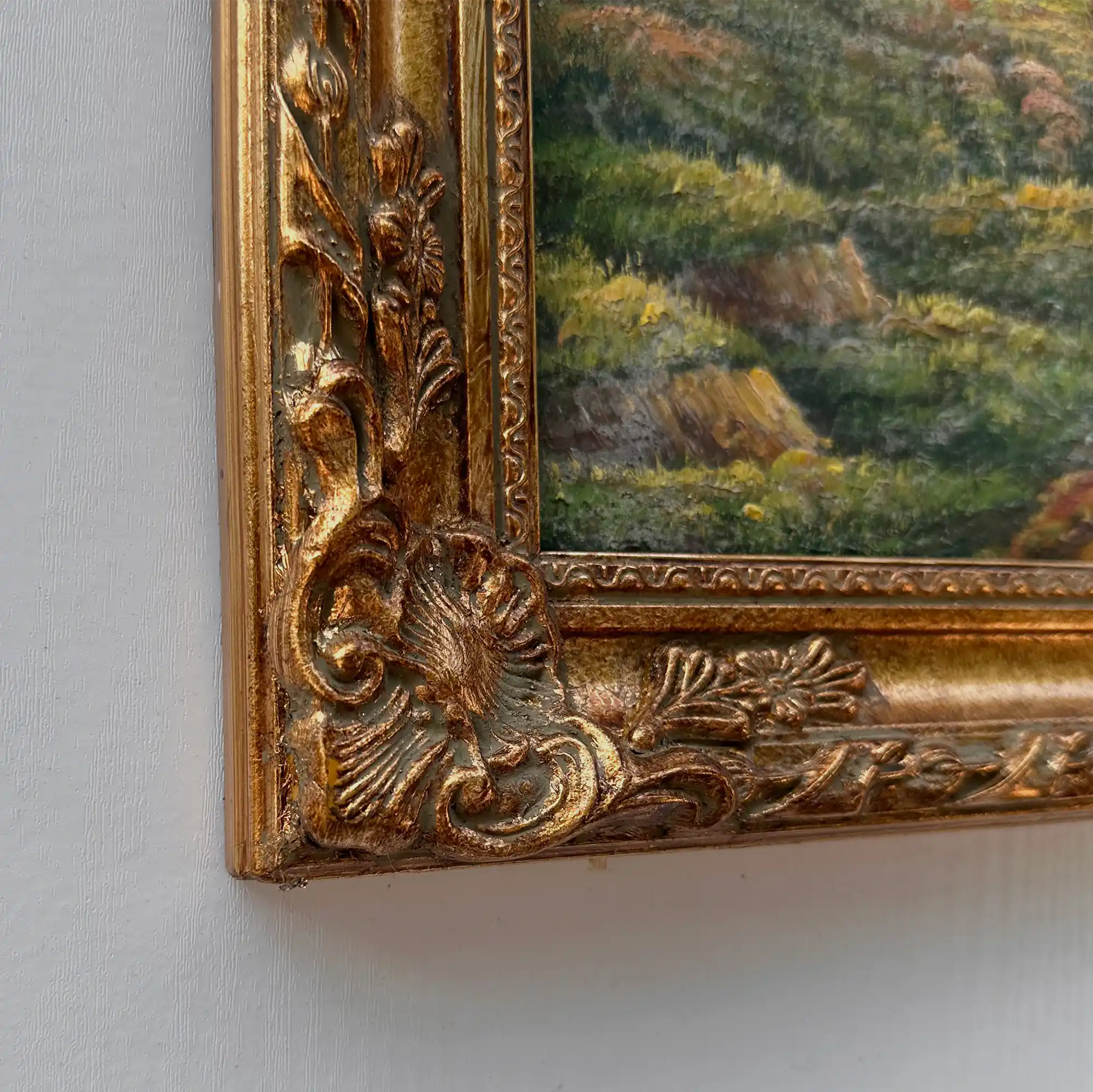 Vintage European Countryside Oil Painting, Rural Landscape with Tree and Country Road - Vintage Oil Painting - Arden Gallery
