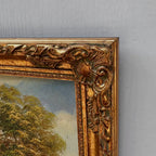Vintage European Countryside Oil Painting, Rural Landscape with Tree and Country Road - Vintage Oil Painting - Arden Gallery